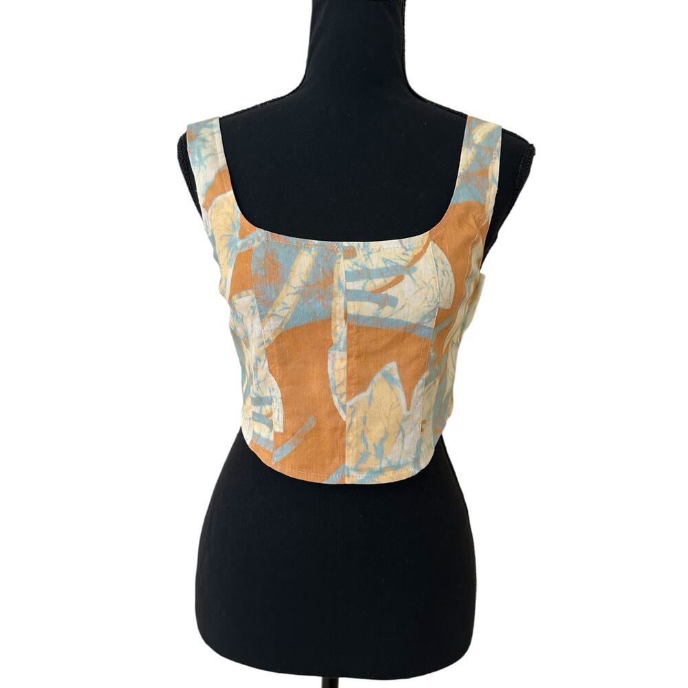 A.L.C. Women Multicolor Isabel Linen Blend Sleeveless Crop Top Size 0-NWT - Picture 3 of 8